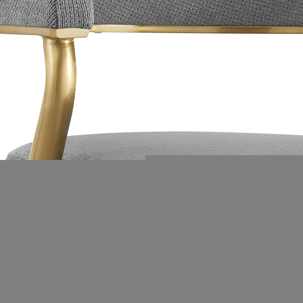 26" Gray and Gold Fabric and Stainless Steel Counter Height Swivel Bar Chair HomeRoots