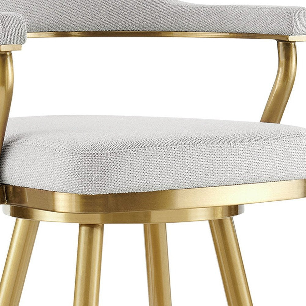 26" Silver And Gold Fabric And Steel Low Back Counter Height Swivel Bar Chair HomeRoots