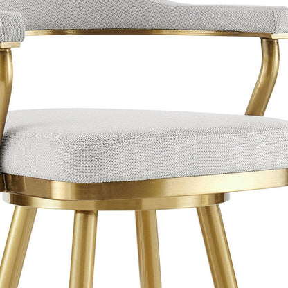 26" Silver And Gold Fabric And Steel Low Back Counter Height Swivel Bar Chair HomeRoots