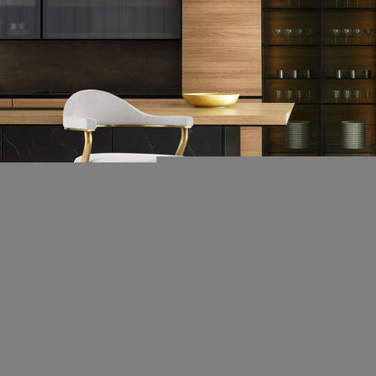 26" Silver and Gold Fabric and Stainless Steel Counter Height Swivel Bar Chair HomeRoots