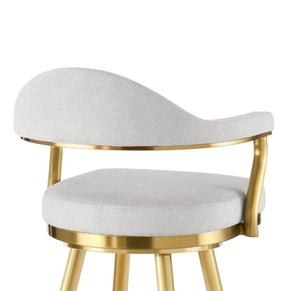 26" Silver And Gold Fabric And Steel Low Back Counter Height Swivel Bar Chair HomeRoots