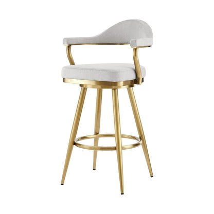 30" Silver And Gold Fabric And Steel Low Back Bar Height Swivel Bar Chair HomeRoots