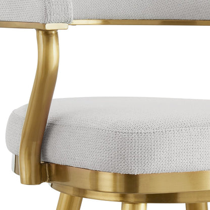 30" Silver And Gold Fabric And Steel Low Back Bar Height Swivel Bar Chair HomeRoots