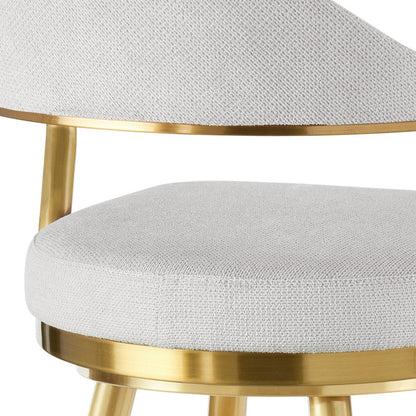 30" Silver And Gold Fabric And Steel Low Back Bar Height Swivel Bar Chair HomeRoots