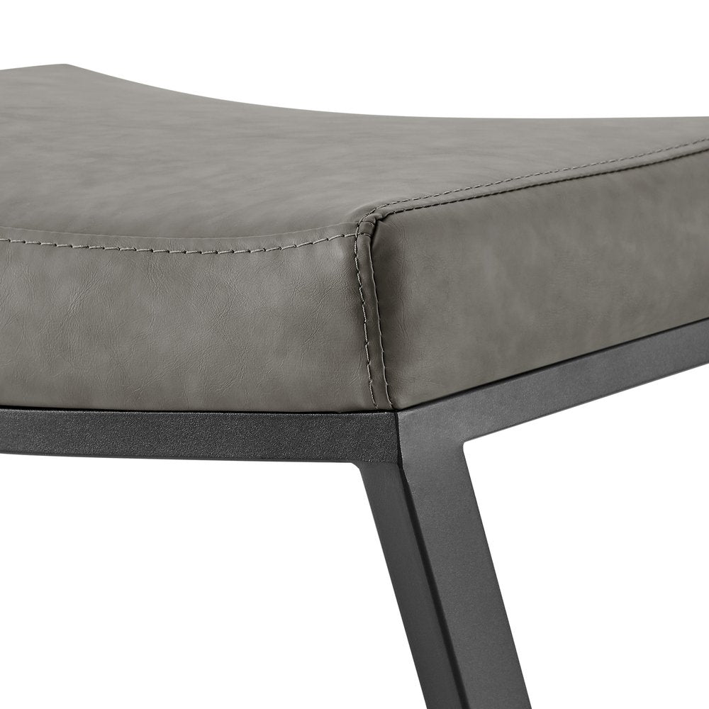 26" Gray And Black Faux Leather And Iron Backless Counter Height Bar Chair HomeRoots