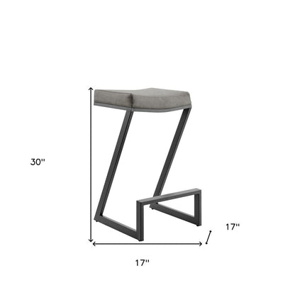 30" Gray And Black Faux Leather And Iron Backless Bar Height Bar Chair HomeRoots