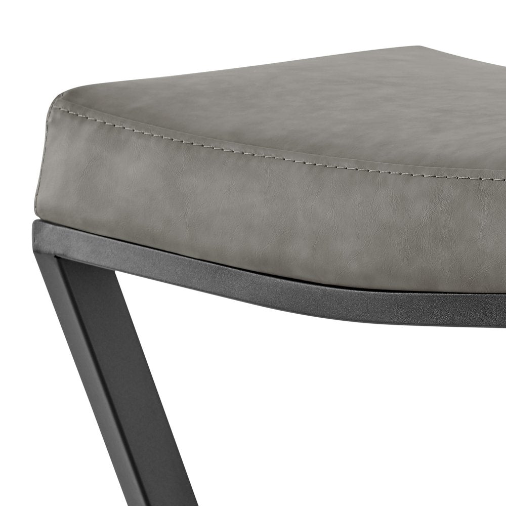 30" Gray And Black Faux Leather And Iron Backless Bar Height Bar Chair HomeRoots