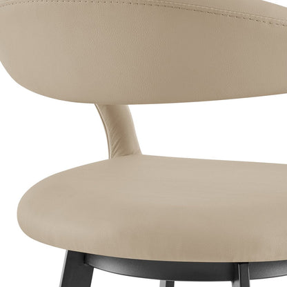 26" Beige And Black Faux Leather And Iron Low Back Counter Height Swivel Bar Chair HomeRoots