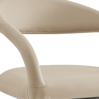 30" Beige And Black Faux Leather And Iron Low Back Bar Height Swivel Bar Chair HomeRoots