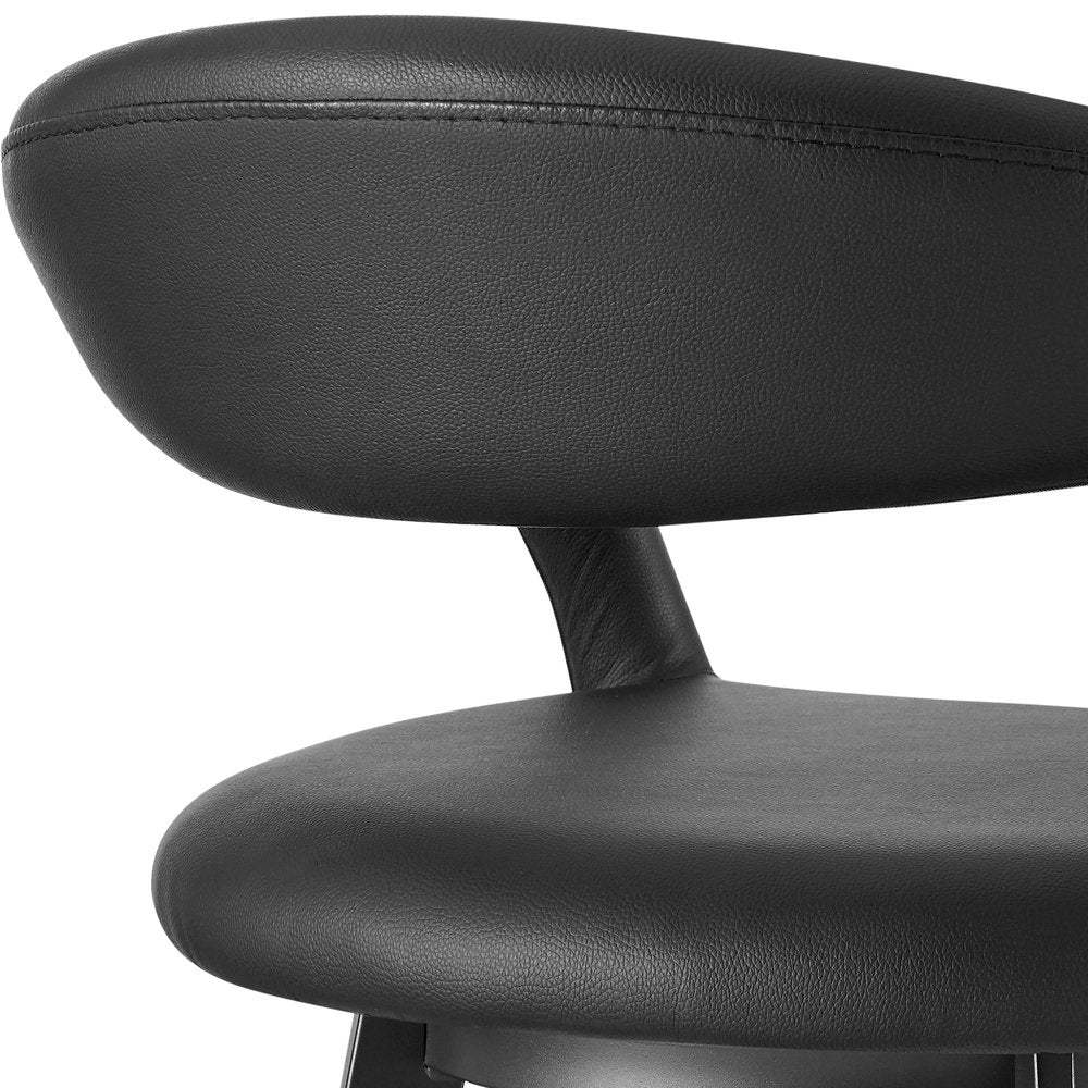 30" Black Faux Leather And Iron Low Back Bar Height Swivel Bar Chair HomeRoots