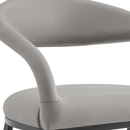 26" Light Gray And Black Faux Leather And Iron Low Back Counter Height Bar Chair HomeRoots