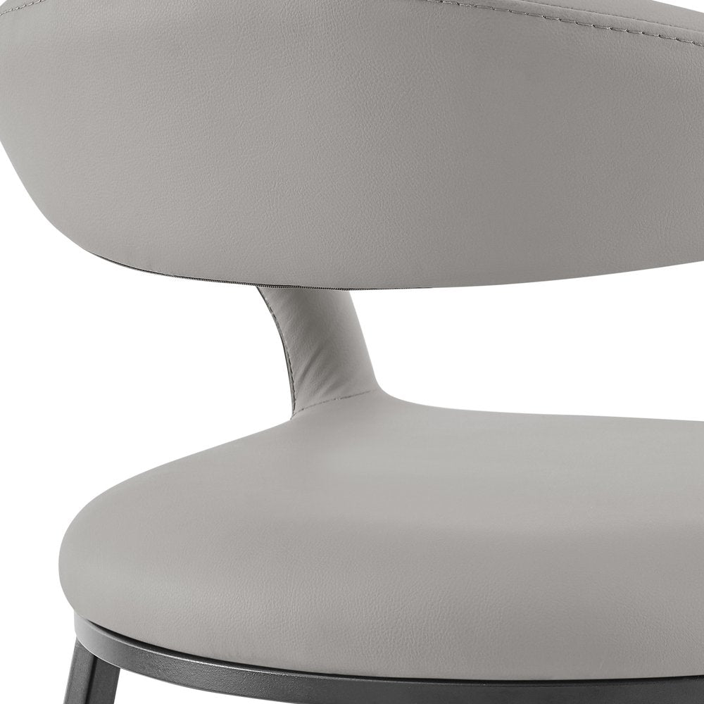 26" Light Gray And Black Faux Leather And Iron Low Back Counter Height Bar Chair HomeRoots