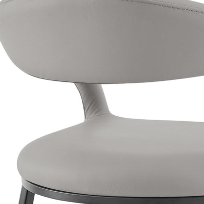 30" Light Gray And Black Faux Leather And Iron Low Back Bar Height Bar Chair HomeRoots
