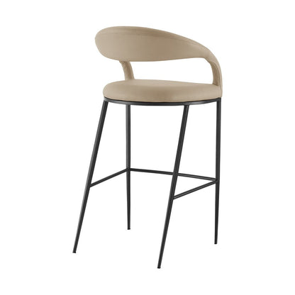 26" Beige And Black Faux Leather And Iron Low Back Counter Height Bar Chair HomeRoots