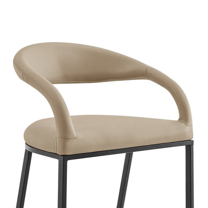 26" Beige And Black Faux Leather And Iron Low Back Counter Height Bar Chair HomeRoots