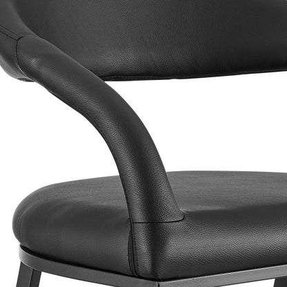 26" Black Faux Leather And Iron Low Back Counter Height Bar Chair HomeRoots