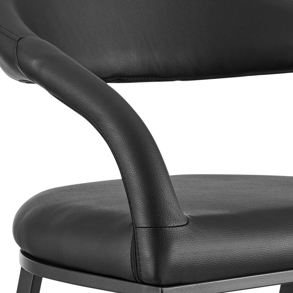 30" Black Faux Leather And Iron Low Back Bar Height Bar Chair HomeRoots