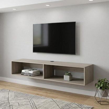 59" Beige Floating Mount TV Stand HomeRoots