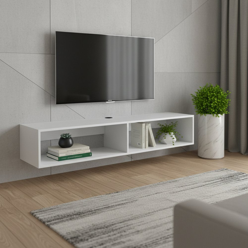 59" White Floating Mount TV Stand HomeRoots