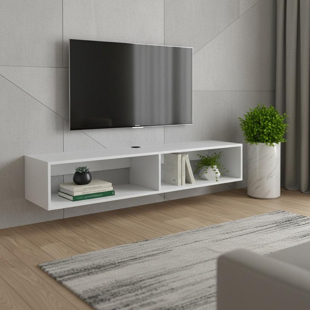 59" White Floating Mount TV Stand HomeRoots