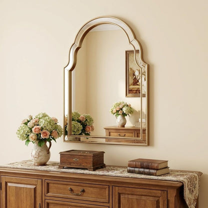 24" Gold Arch Metal Framed Accent Mirror HomeRoots