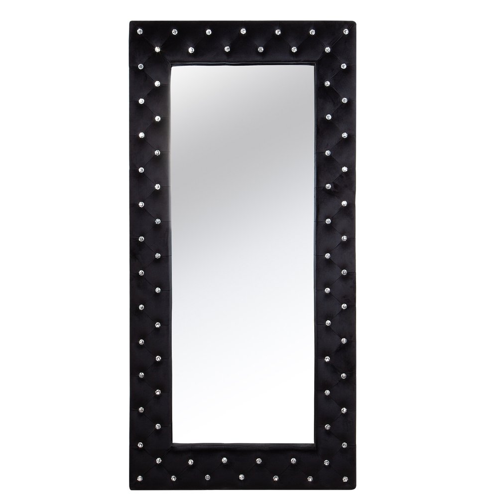 71" Black Wood and Faux Crystal Framed Freestanding and Wall Mount Standing Mirror HomeRoots