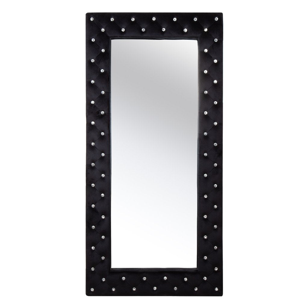 71" Black Wood and Faux Crystal Framed Freestanding and Wall Mount Standing Mirror HomeRoots