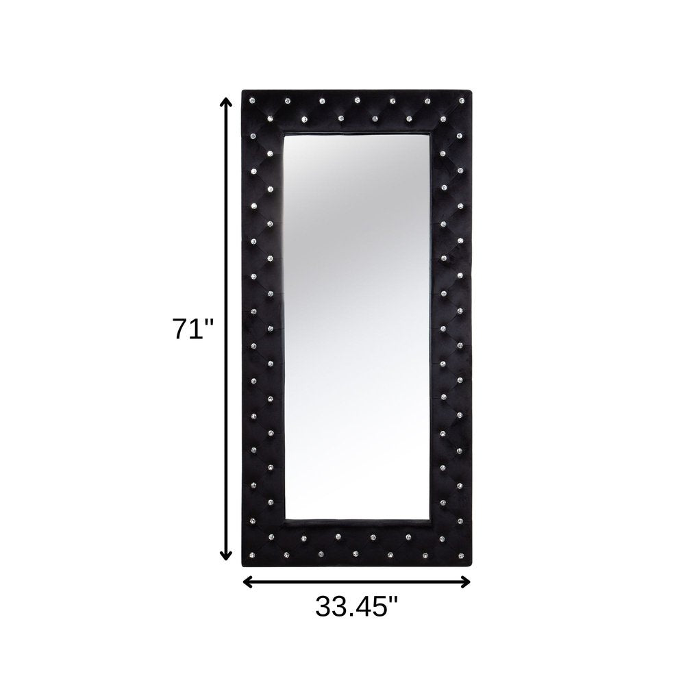 71" Black Wood and Faux Crystal Framed Freestanding and Wall Mount Standing Mirror HomeRoots