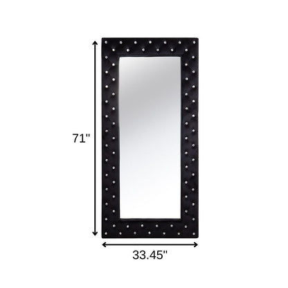 71" Black Wood and Faux Crystal Framed Freestanding and Wall Mount Standing Mirror HomeRoots