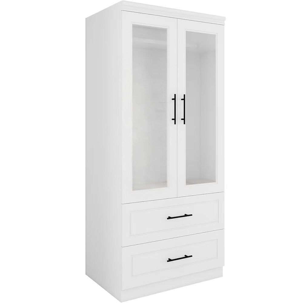 71" Clear And White Wood Two Door Two Drawer Combo Dresser HomeRoots