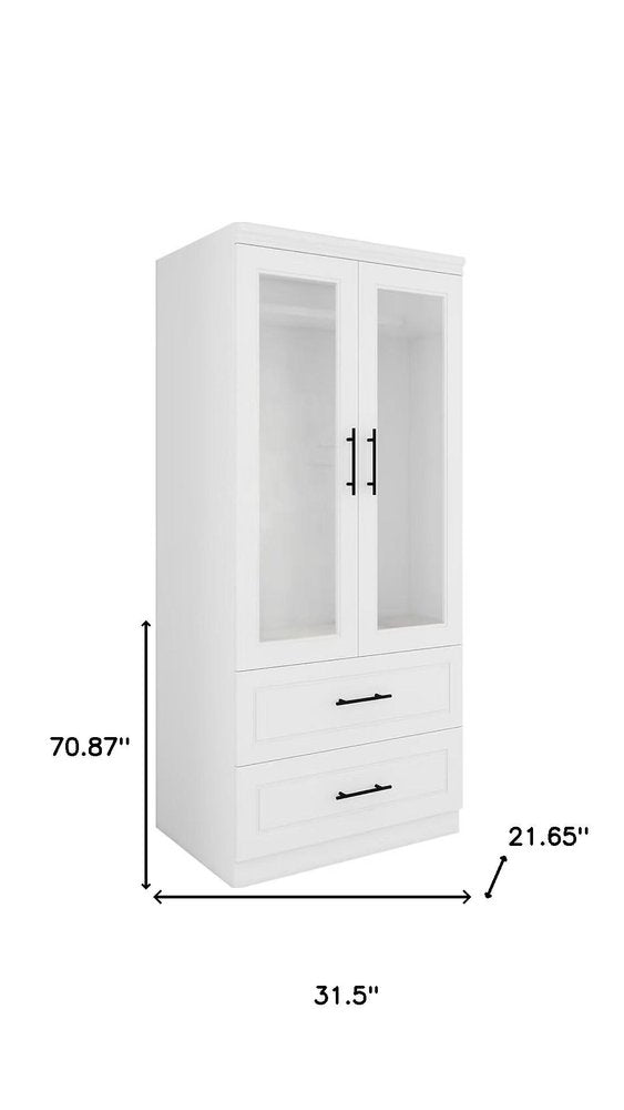 71" Clear And White Wood Two Door Two Drawer Combo Dresser HomeRoots
