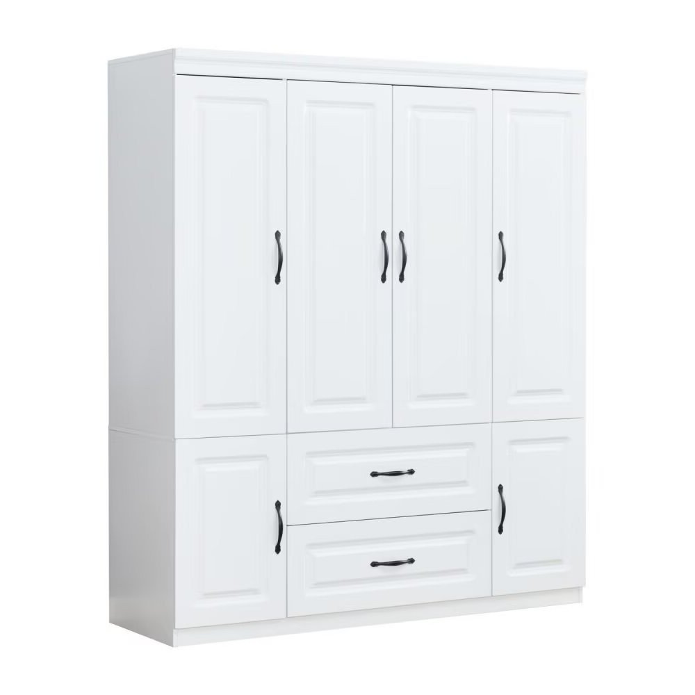 72" White Six Door Two Drawer Combo Dresser HomeRoots