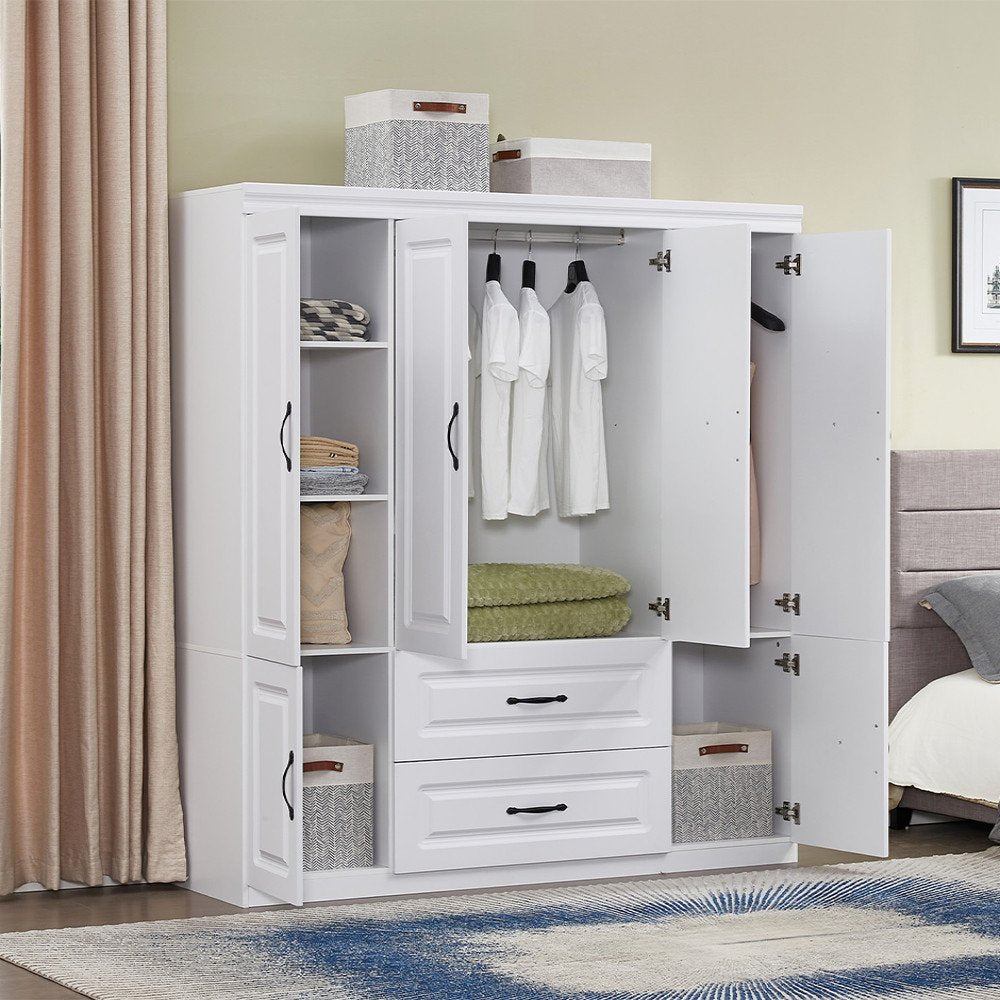 72" White Six Door Two Drawer Combo Dresser HomeRoots