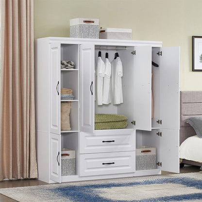 72" White Six Door Two Drawer Combo Dresser HomeRoots