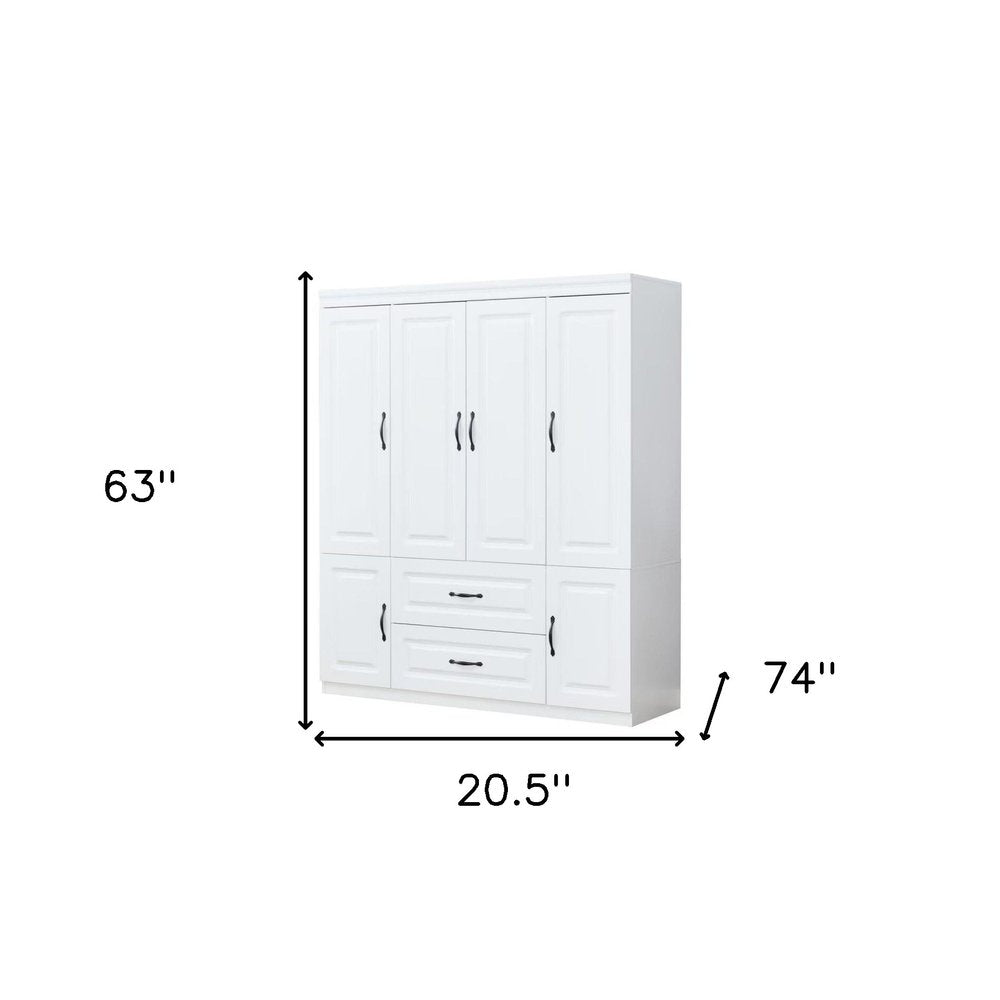 72" White Six Door Two Drawer Combo Dresser HomeRoots