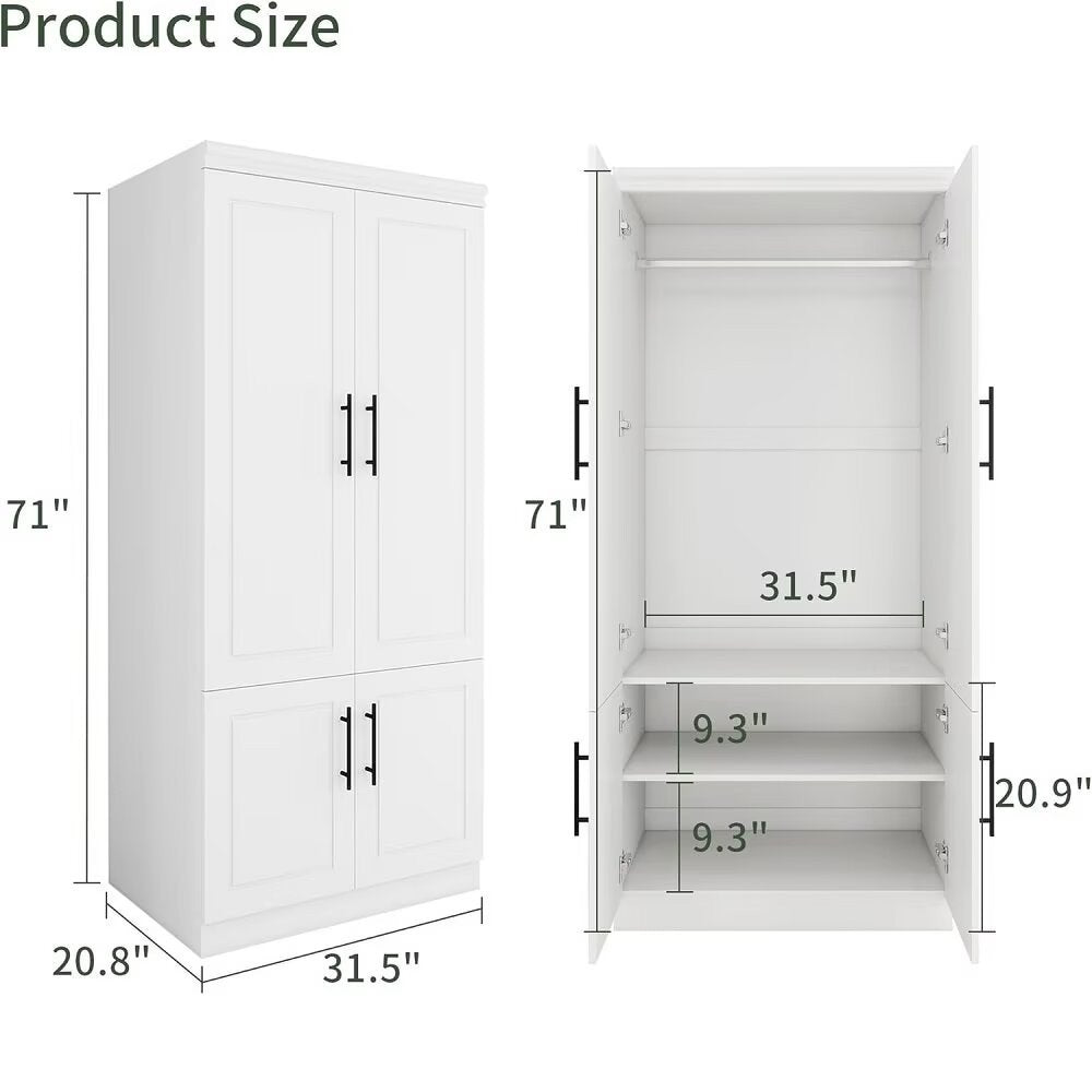 71" White Four Door Combo Dresser HomeRoots