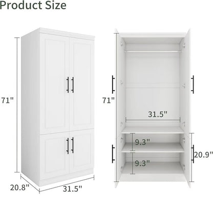 71" White Four Door Combo Dresser HomeRoots