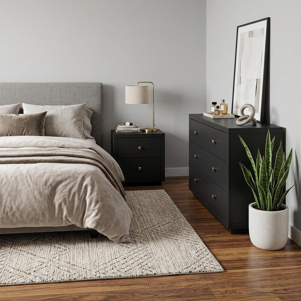 Two Piece Black Solid and Manufactured Wood Bedroom Set — view 11