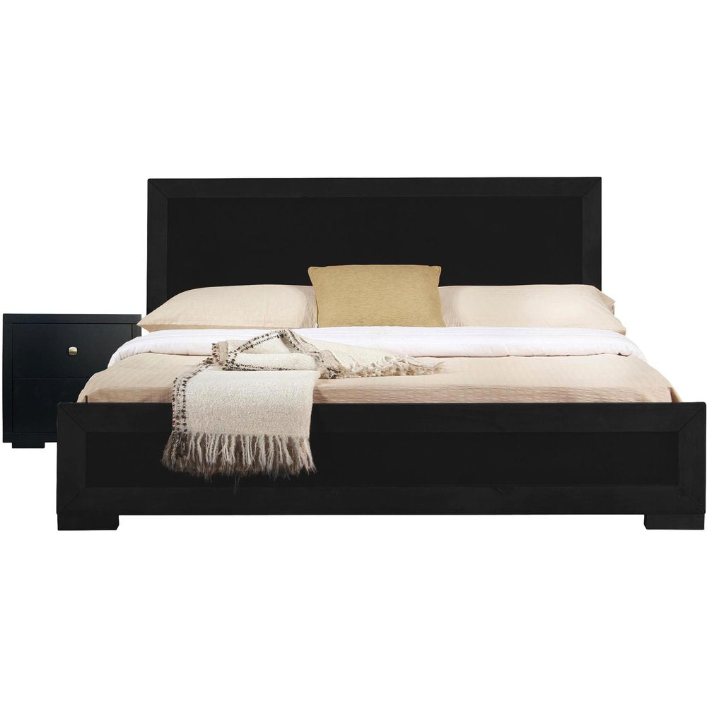 Two Piece Black Solid and Manufactured Wood Bedroom Set — view 1
