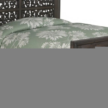 Gray Carved Scrollwork Distressed Solid Wood Queen Bed Frame HomeRoots
