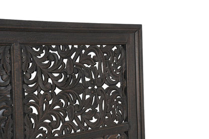 Gray Carved Scrollwork Distressed Solid Wood Queen Bed Frame HomeRoots