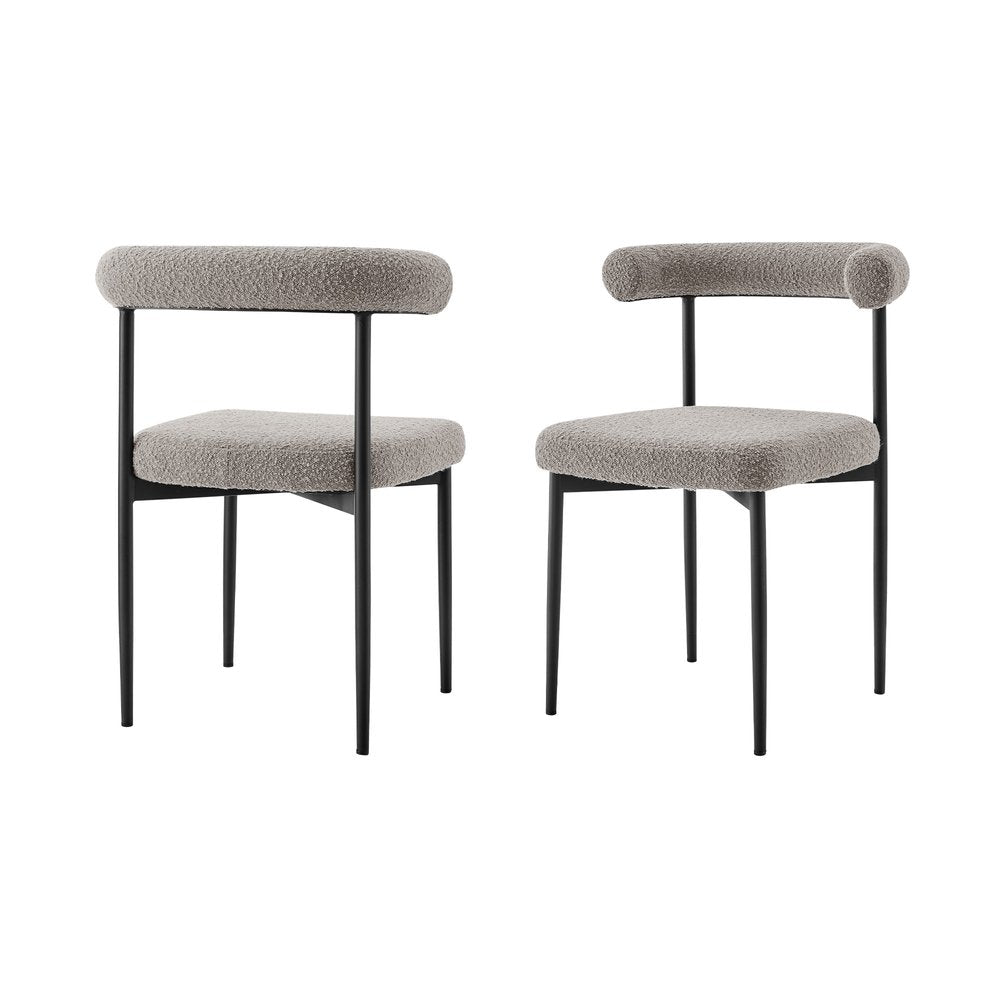 Set of Two Gray And Black Upholstered Polyester Open Back Dining Side Chairs HomeRoots