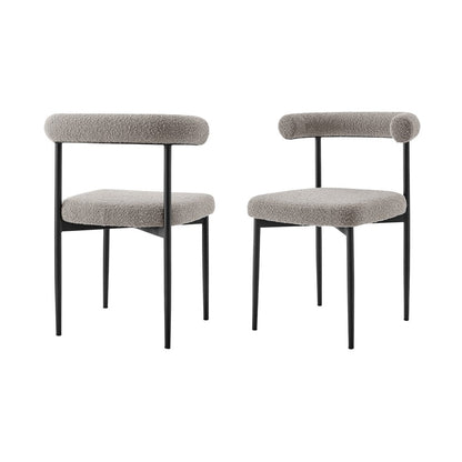 Set of Two Gray And Black Upholstered Polyester Open Back Dining Side Chairs HomeRoots
