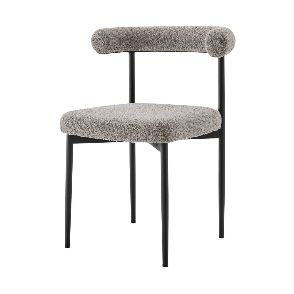 Set of Two Gray And Black Upholstered Polyester Open Back Dining Side Chairs HomeRoots