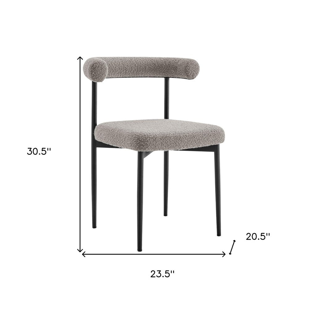Set of Two Gray And Black Upholstered Polyester Open Back Dining Side Chairs HomeRoots