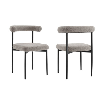 Set of Two Gray And Black Upholstered Polyester Open Back Dining Side Chairs HomeRoots