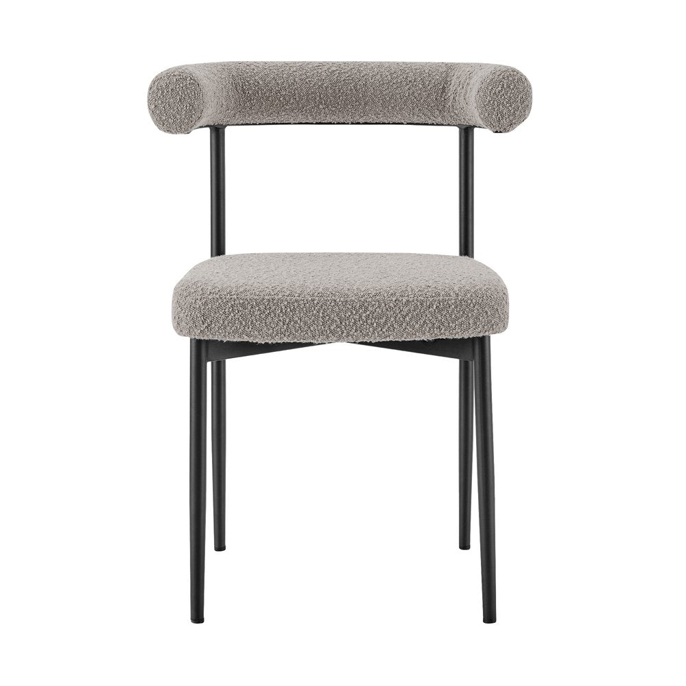 Set of Two Gray And Black Upholstered Polyester Open Back Dining Side Chairs HomeRoots