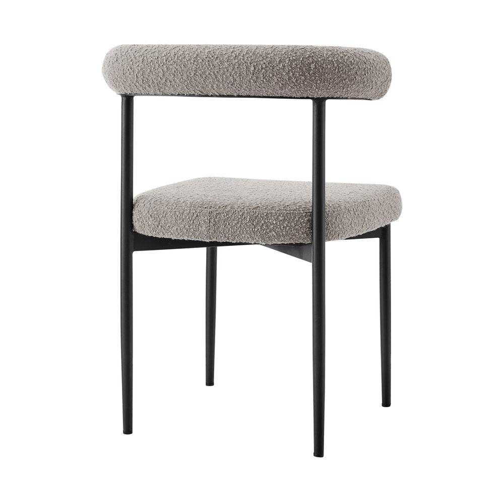 Set of Two Gray And Black Upholstered Polyester Open Back Dining Side Chairs HomeRoots