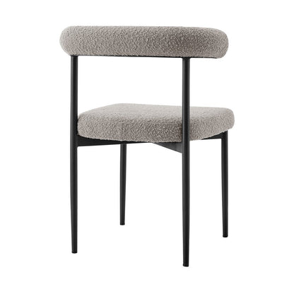 Set of Two Gray And Black Upholstered Polyester Open Back Dining Side Chairs HomeRoots