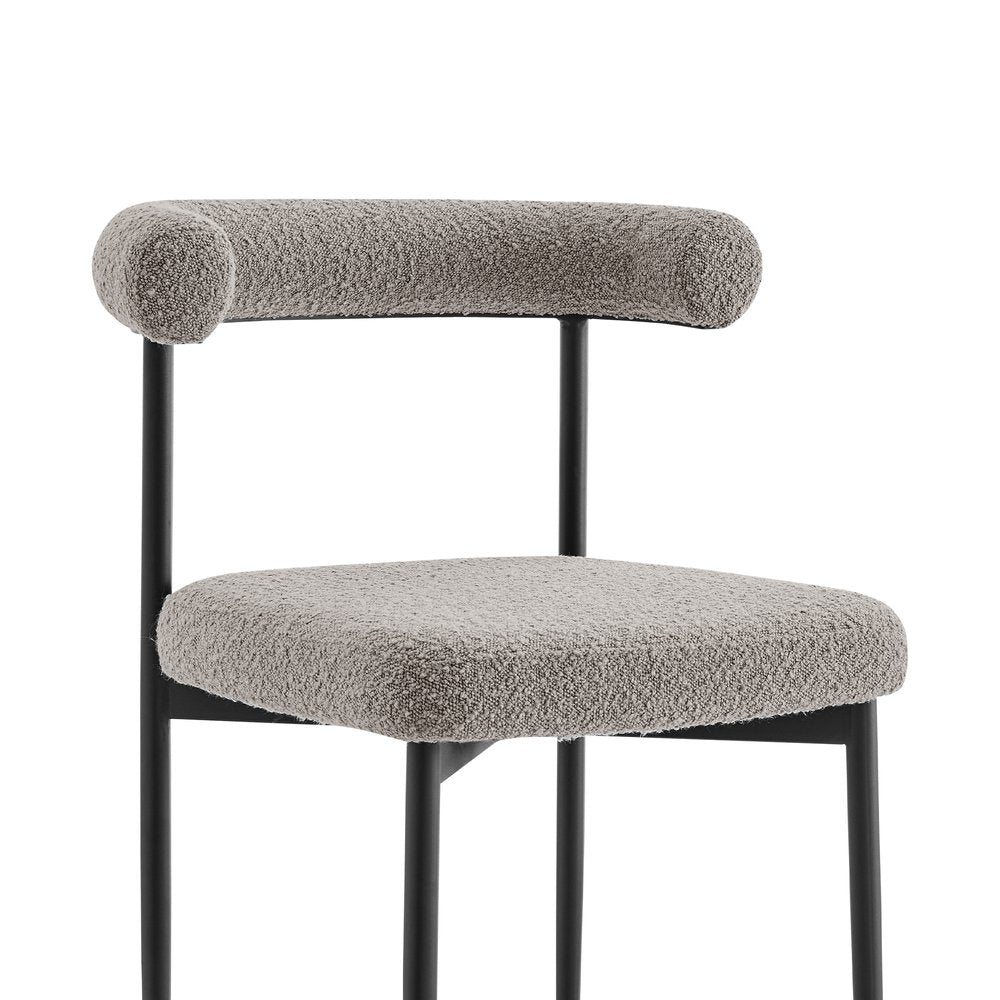 Set of Two Gray And Black Upholstered Polyester Open Back Dining Side Chairs HomeRoots